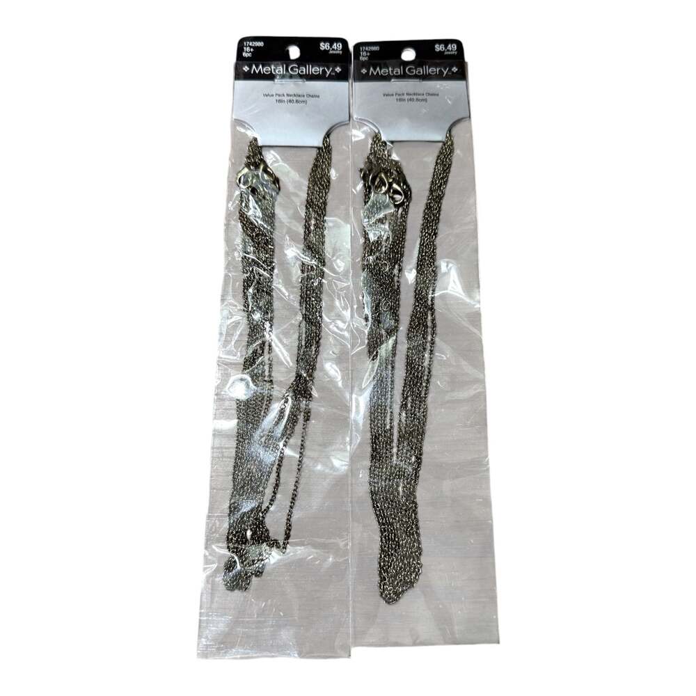 2 -Pack Lot Metal Gallery Value Pack Necklace Chains 16in 6pc Bronze Tone